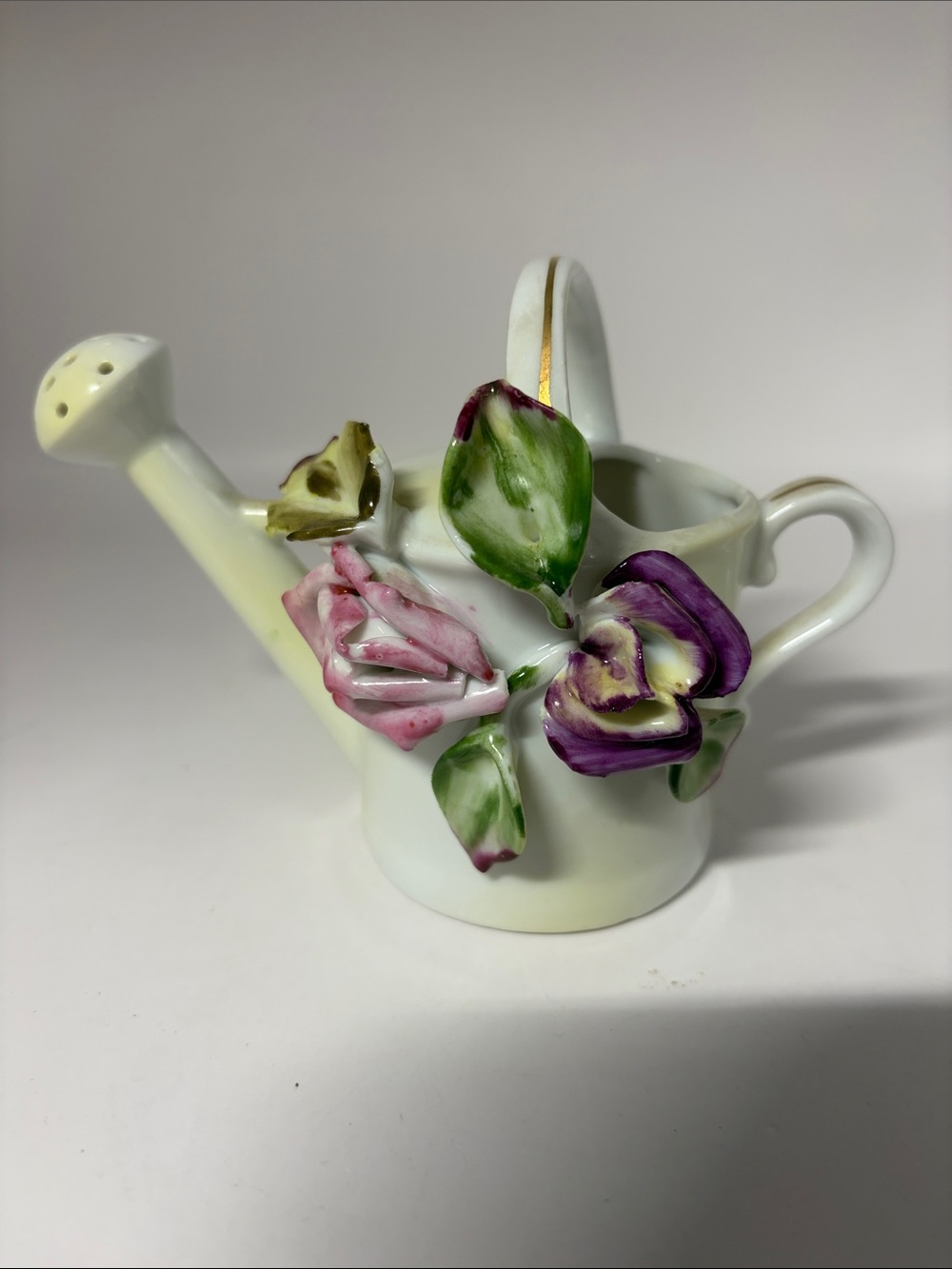 Vintage Japanese porcelain watering can figurine mid-century Parksmith